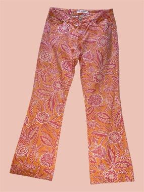 Tommy Hilfiger Pink and Orange Floral Flare Jeans - minor marks